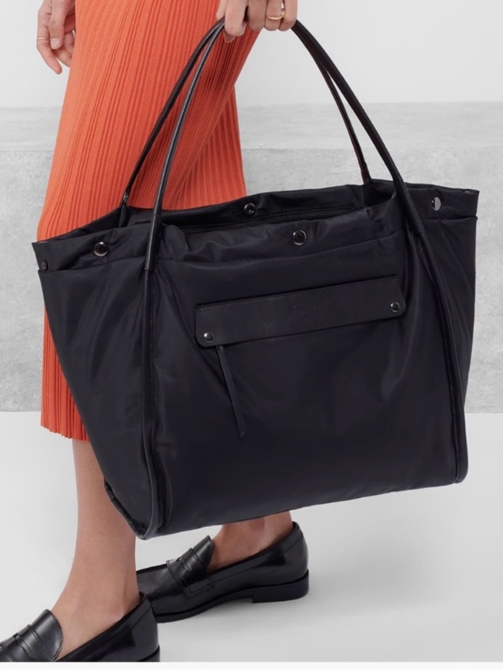 MZ Wallace Madison Shopper Large Tote Bag Black Italian Leather Accents